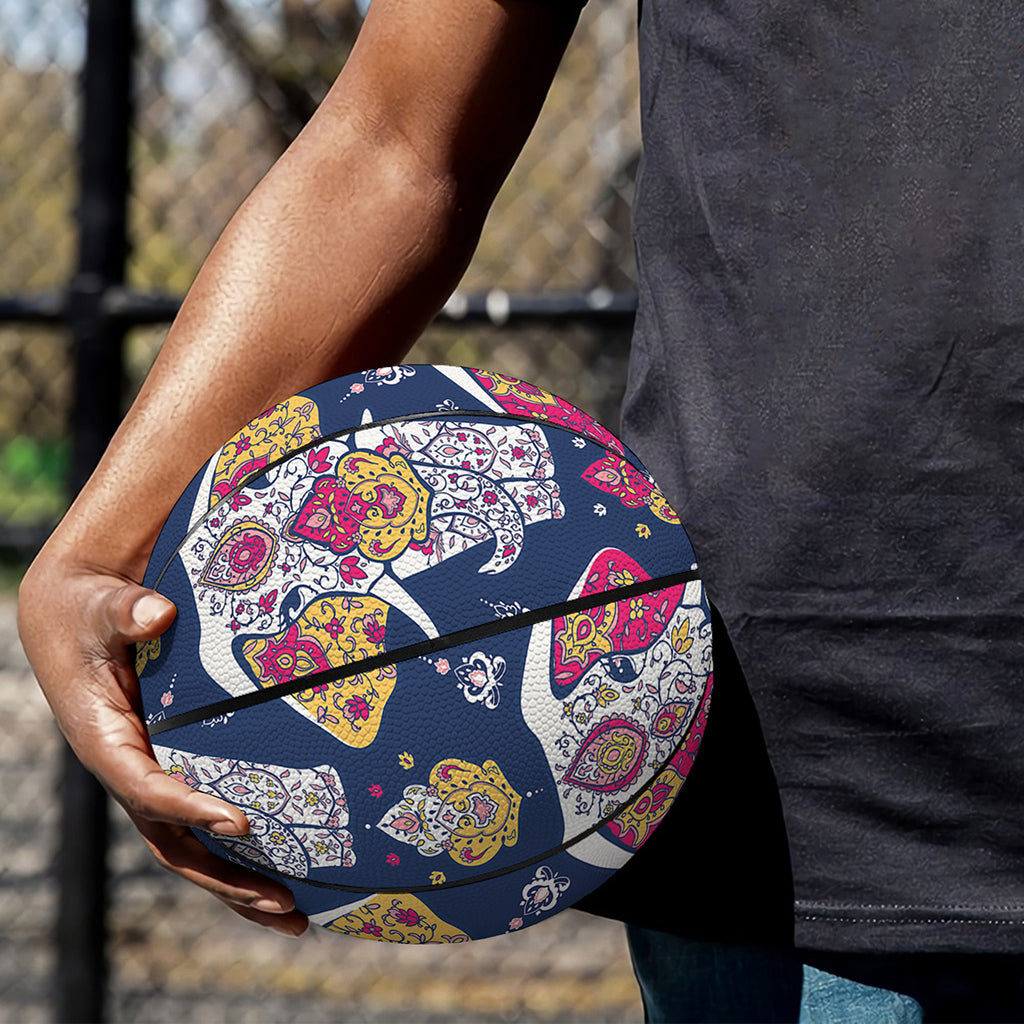 Indian Floral Elephant Pattern Print Basketball