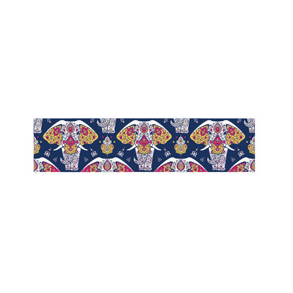 Indian Floral Elephant Pattern Print Bed Runner