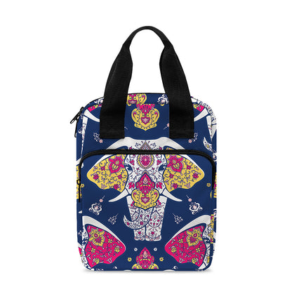 Indian Floral Elephant Pattern Print Bible Tote Bag