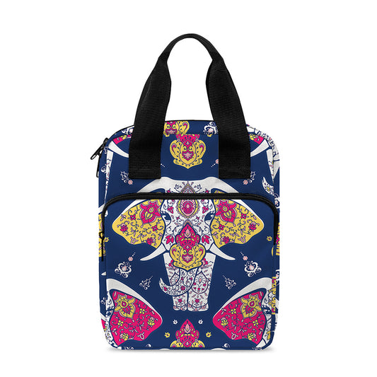 Indian Floral Elephant Pattern Print Bible Tote Bag
