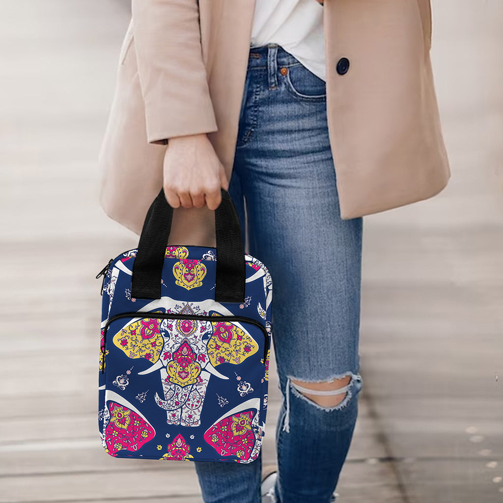 Indian Floral Elephant Pattern Print Bible Tote Bag