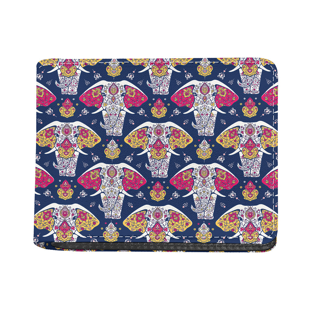 Indian Floral Elephant Pattern Print Bifold Wallet