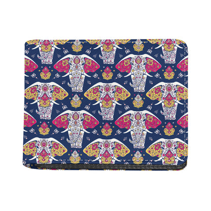Indian Floral Elephant Pattern Print Bifold Wallet