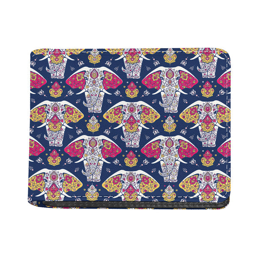 Indian Floral Elephant Pattern Print Bifold Wallet