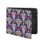 Indian Floral Elephant Pattern Print Bifold Wallet