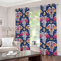 Indian Floral Elephant Pattern Print Dimout Grommet Curtains