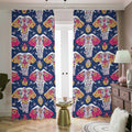 Indian Floral Elephant Pattern Print Dimout Pencil Pleat Curtains