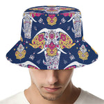 Indian Floral Elephant Pattern Print Bucket Hat