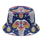 Indian Floral Elephant Pattern Print Bucket Hat