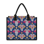 Indian Floral Elephant Pattern Print Canvas Tote Bag