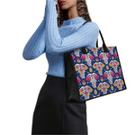 Indian Floral Elephant Pattern Print Canvas Tote Bag