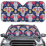 Indian Floral Elephant Pattern Print Car Windshield Sun Shade