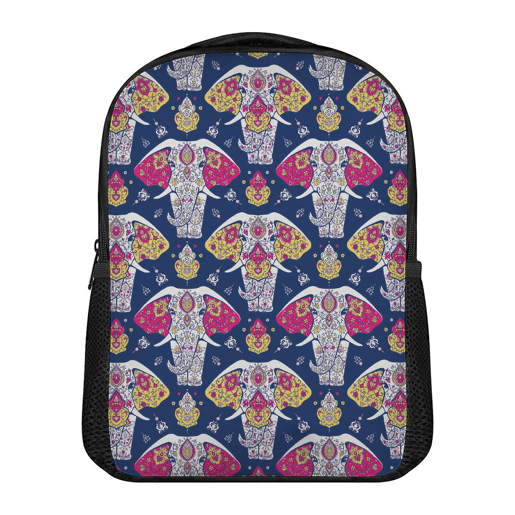 Indian Floral Elephant Pattern Print Casual Backpack