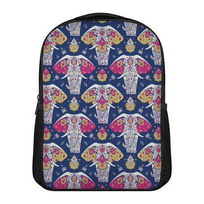 Indian Floral Elephant Pattern Print Casual Backpack