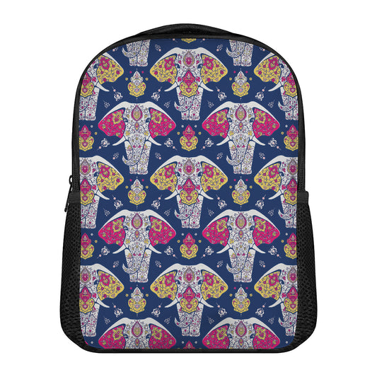 Indian Floral Elephant Pattern Print Casual Backpack