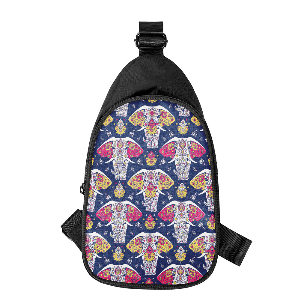 Indian Floral Elephant Pattern Print Chest Bag
