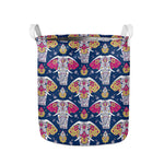 Indian Floral Elephant Pattern Print Collapsible Laundry Basket