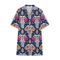 Indian Floral Elephant Pattern Print Cotton Hawaiian Shirt