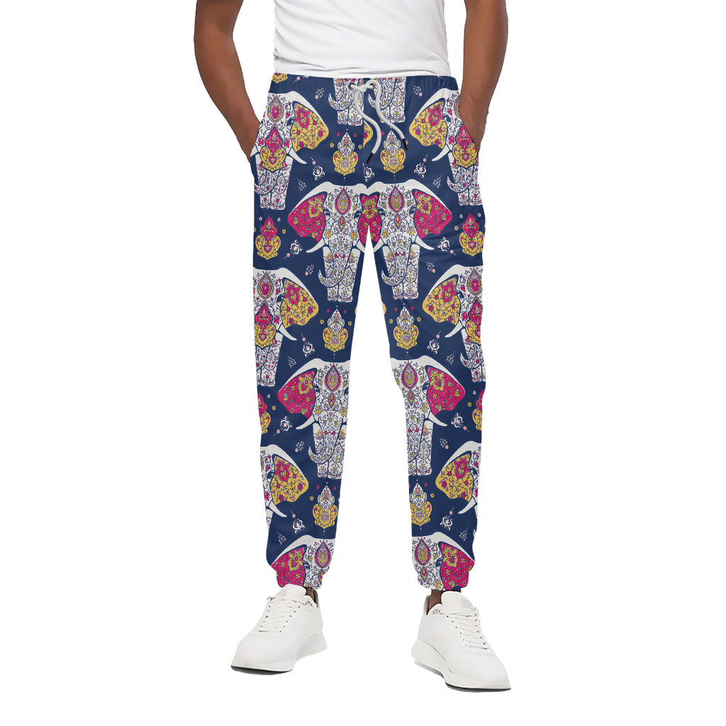 Indian Floral Elephant Pattern Print Cotton Pants
