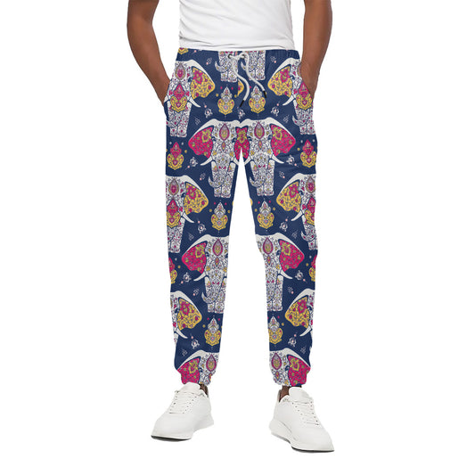 Indian Floral Elephant Pattern Print Cotton Pants