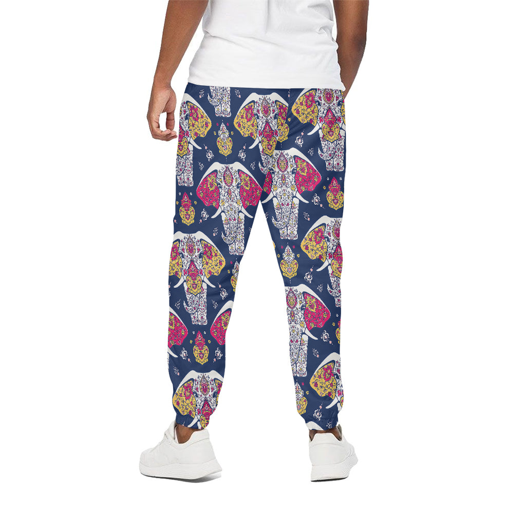 Indian Floral Elephant Pattern Print Cotton Pants