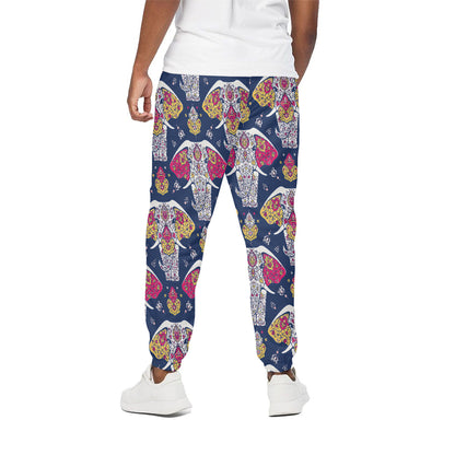 Indian Floral Elephant Pattern Print Cotton Pants