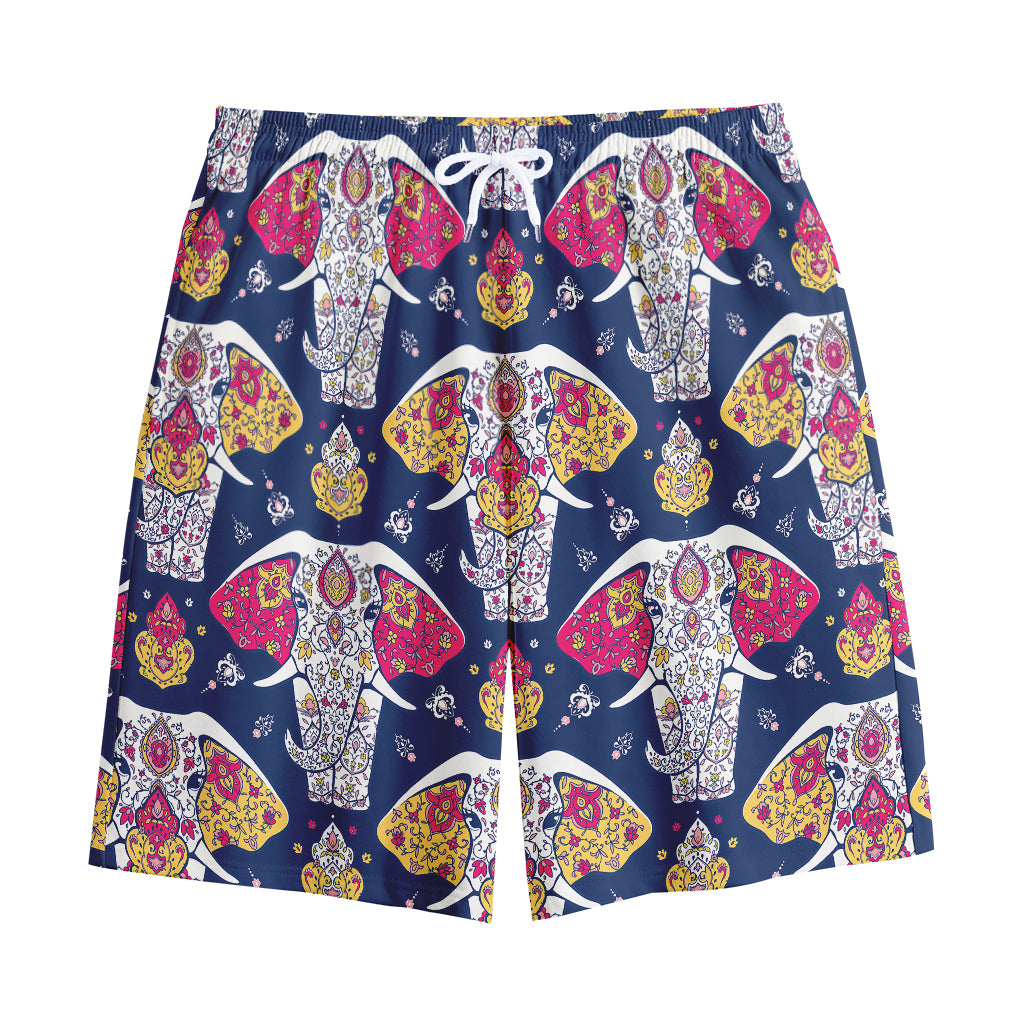 Indian Floral Elephant Pattern Print Cotton Shorts