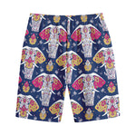 Indian Floral Elephant Pattern Print Cotton Shorts