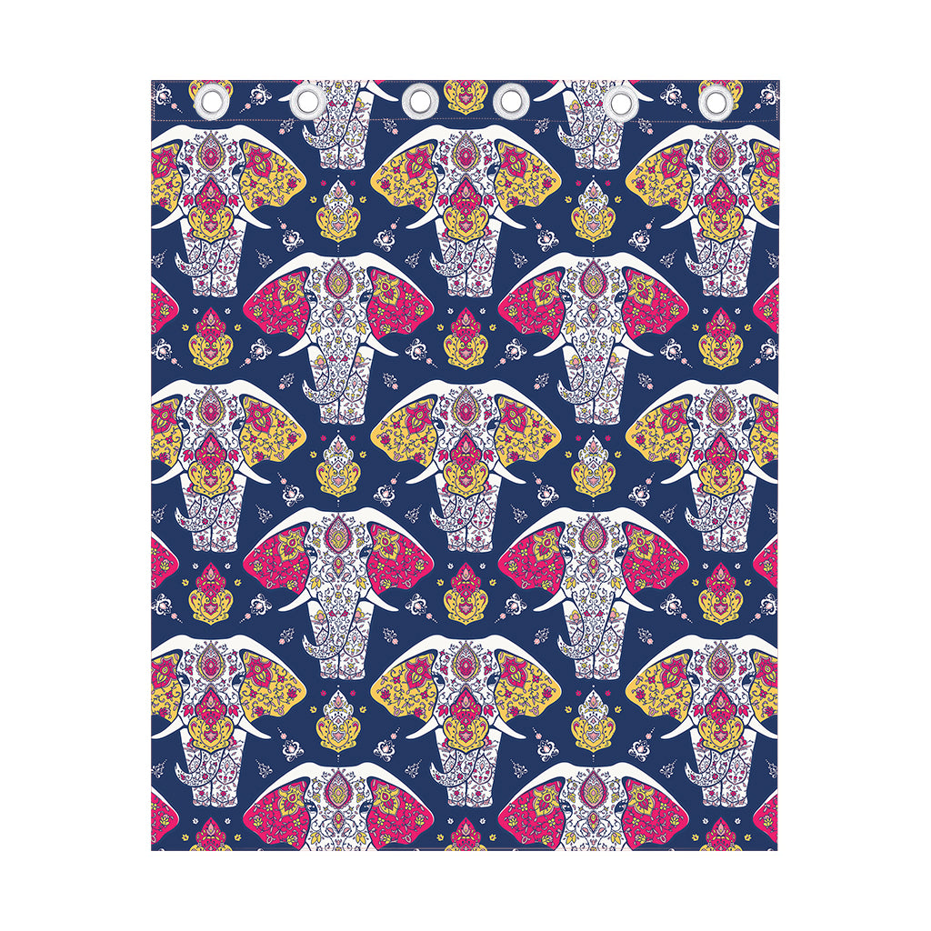 Indian Floral Elephant Pattern Print Curtain