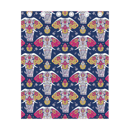 Indian Floral Elephant Pattern Print Curtain