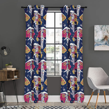 Indian Floral Elephant Pattern Print Curtain