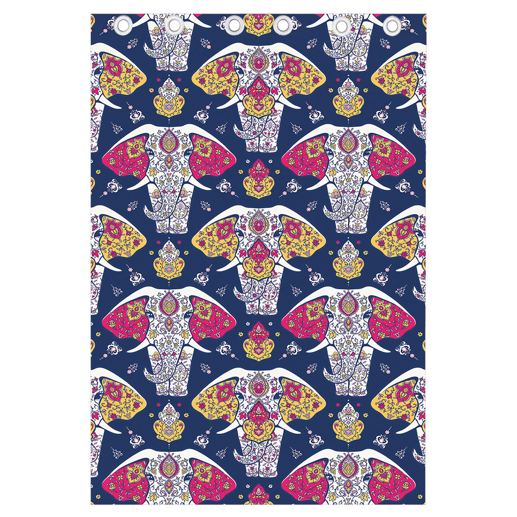 Indian Floral Elephant Pattern Print Curtain