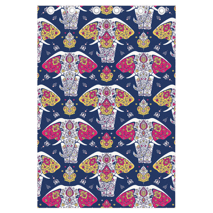 Indian Floral Elephant Pattern Print Curtain