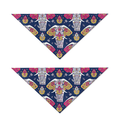 Indian Floral Elephant Pattern Print Dog Bandana