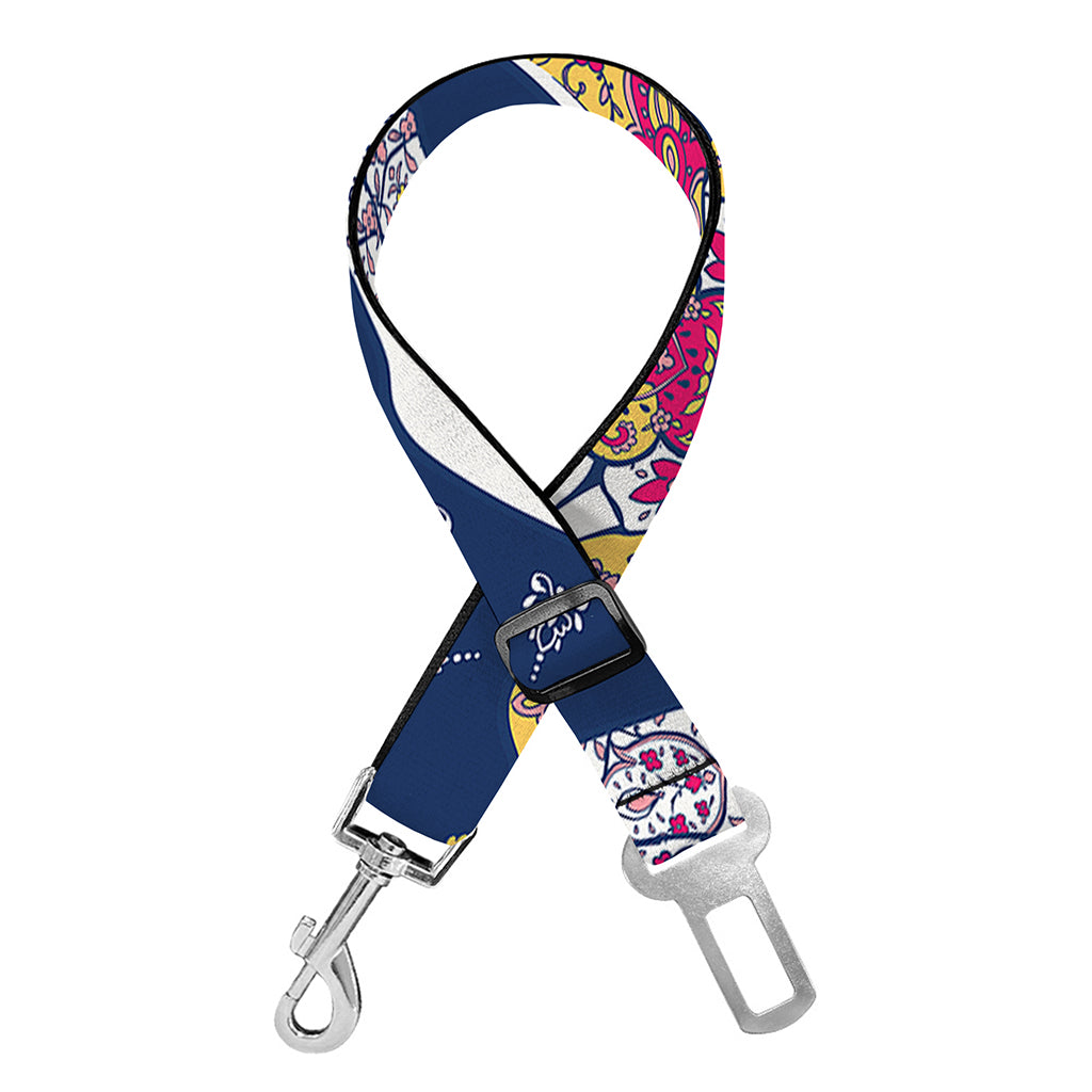 Indian Floral Elephant Pattern Print Dog Seat Belt
