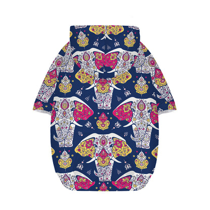 Indian Floral Elephant Pattern Print Dog Zip Up Hoodie