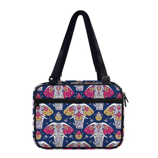 Indian Floral Elephant Pattern Print Double Strap Bible Bag