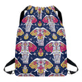 Indian Floral Elephant Pattern Print Drawstring Backpack