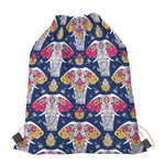 Indian Floral Elephant Pattern Print Drawstring Bag