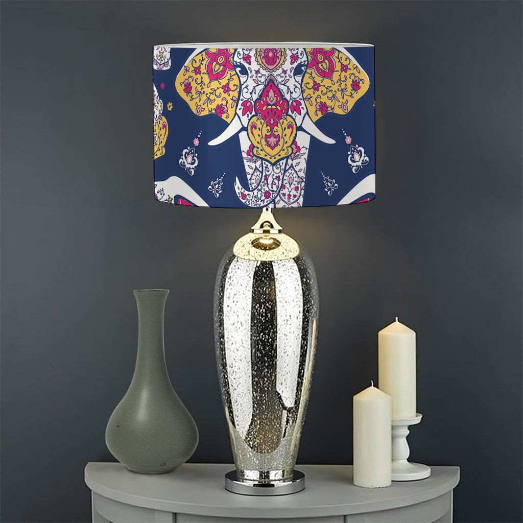 Indian Floral Elephant Pattern Print Drum Lamp Shade
