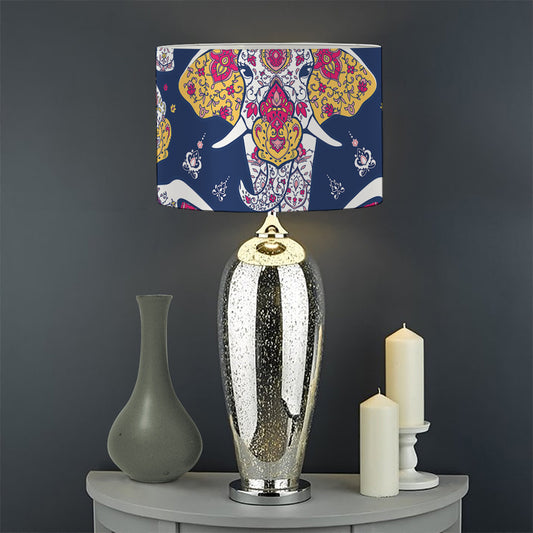 Indian Floral Elephant Pattern Print Drum Lamp Shade