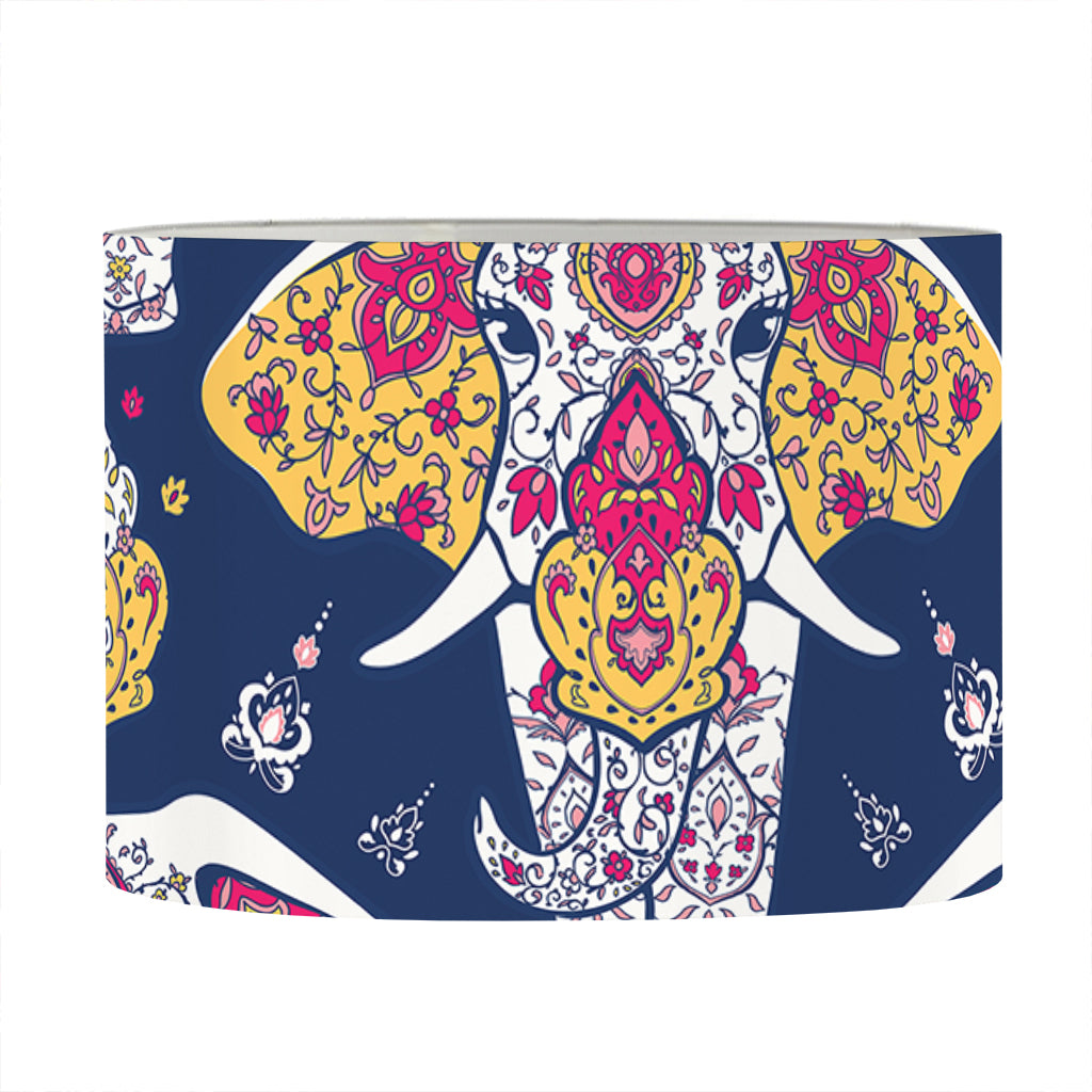 Indian Floral Elephant Pattern Print Drum Lamp Shade