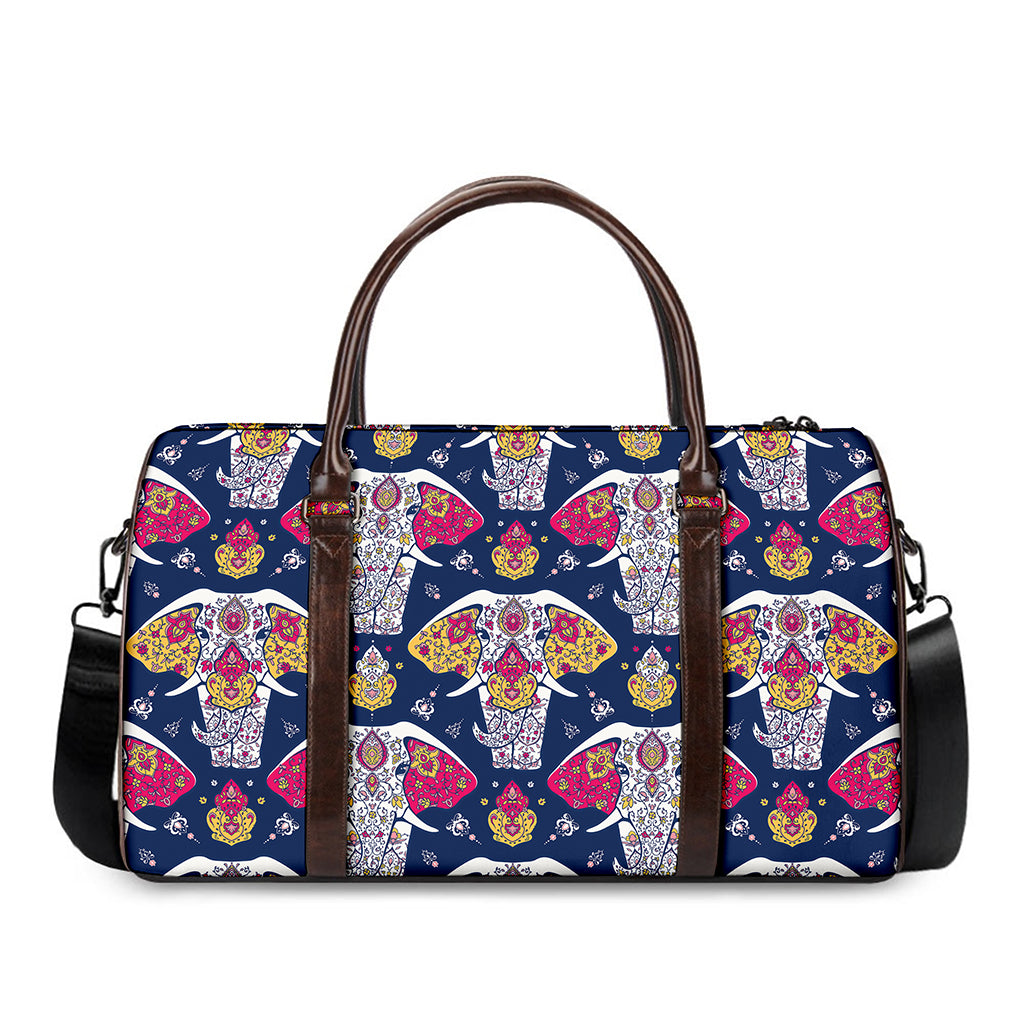 Indian Floral Elephant Pattern Print Duffle Bag
