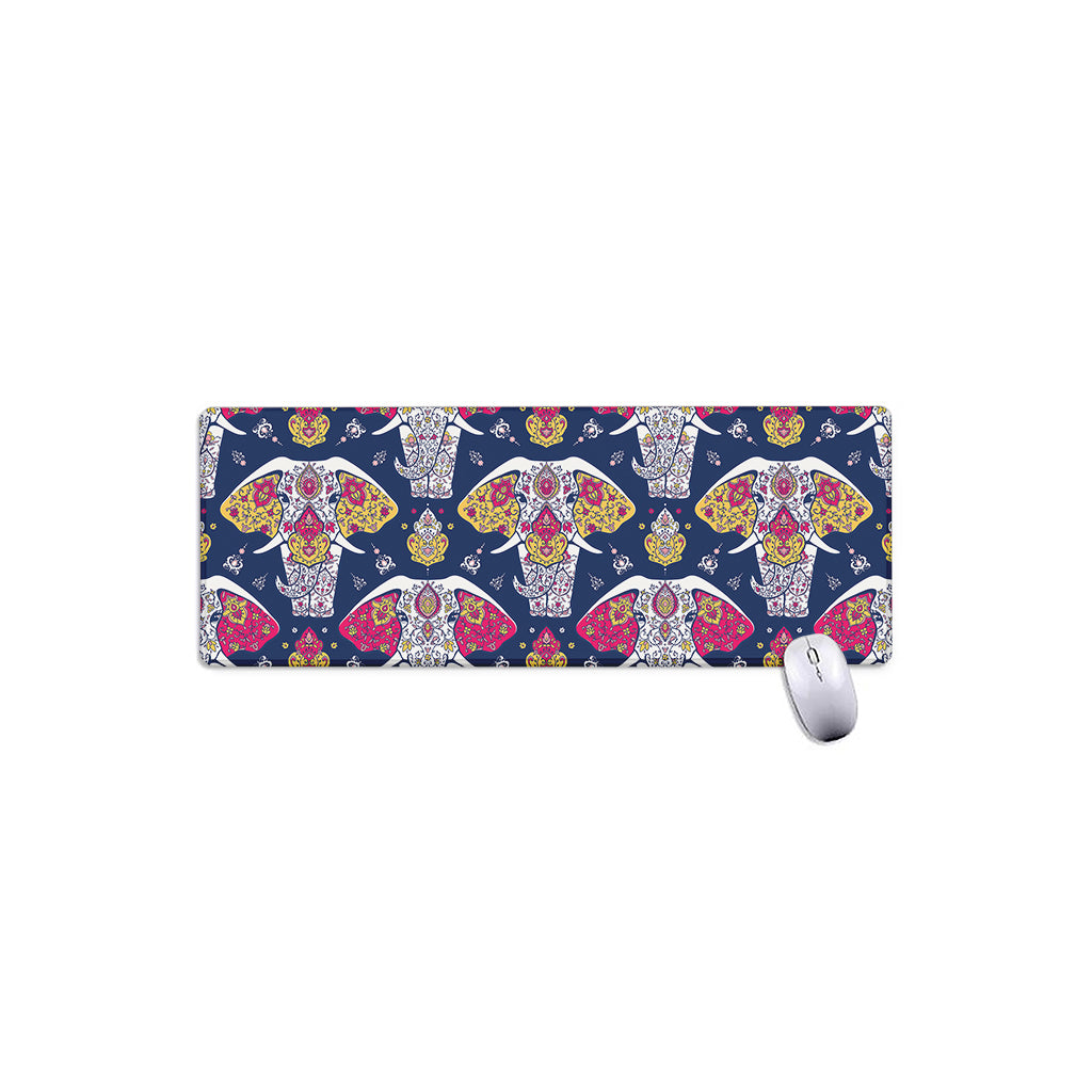 Indian Floral Elephant Pattern Print Extended Mouse Pad