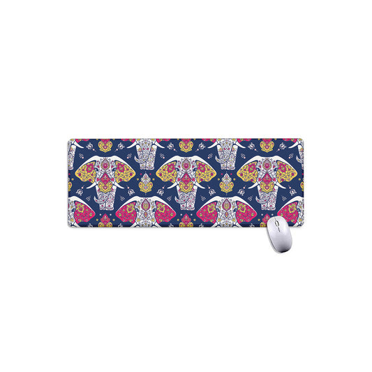 Indian Floral Elephant Pattern Print Extended Mouse Pad