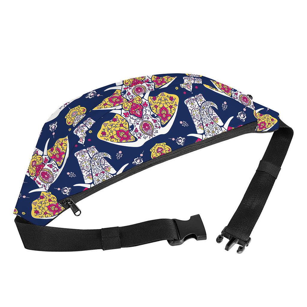 Indian Floral Elephant Pattern Print Fanny Pack