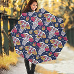 Indian Floral Elephant Pattern Print Foldable Umbrella