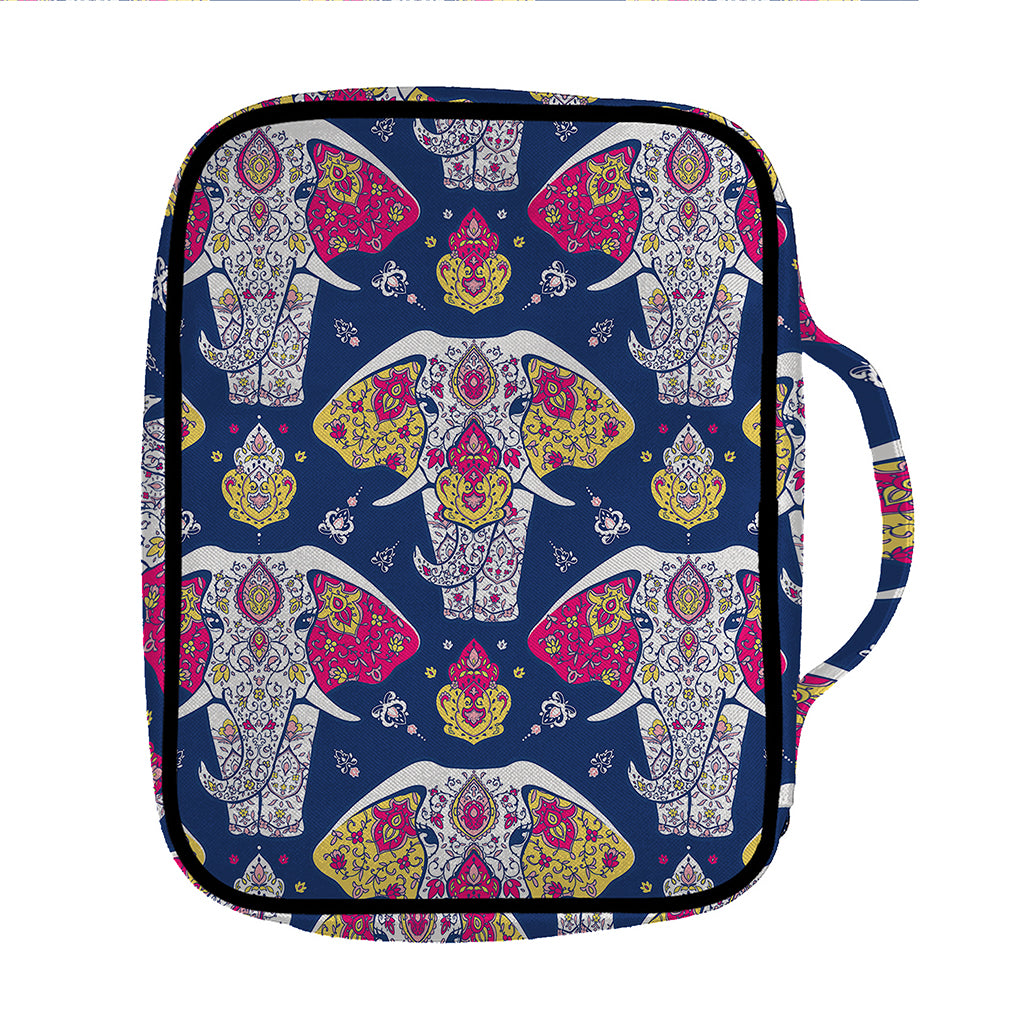Indian Floral Elephant Pattern Print Front Pocket Bible Bag