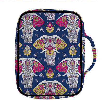 Indian Floral Elephant Pattern Print Front Pocket Bible Bag