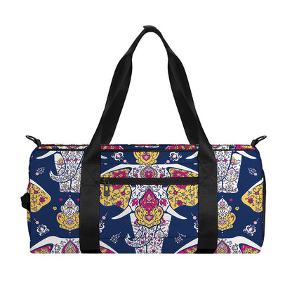 Indian Floral Elephant Pattern Print Gym Bag